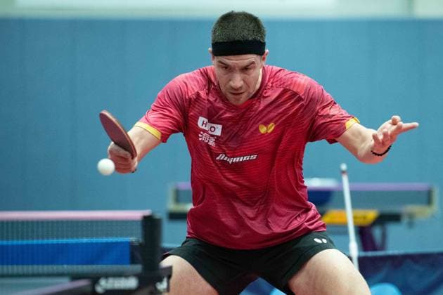 Sport Themen der Woche KW19 Sport Bilder des Tages Patrick Franziska (1. FC Saarbruecken TT) beim Training, Aktion, Vorstellung der nominierten Athleten fuer die Individual-Weltmeisterschaften von17. bis 25. Mai in Doha Katar, DTTZ Deutsches Tischtennis-Zenturm Duesseldorf, 07.05.2025. Â *** Patrick Franziska 1 FC Saarbruecken TT during training, action, presentation of the nominated athletes for the Individual World Championships from 17 to 25 May in Doha Qatar, DTTZ Deutsches Tischtennis Zenturm Duesseldorf, 07 05 2025 Â