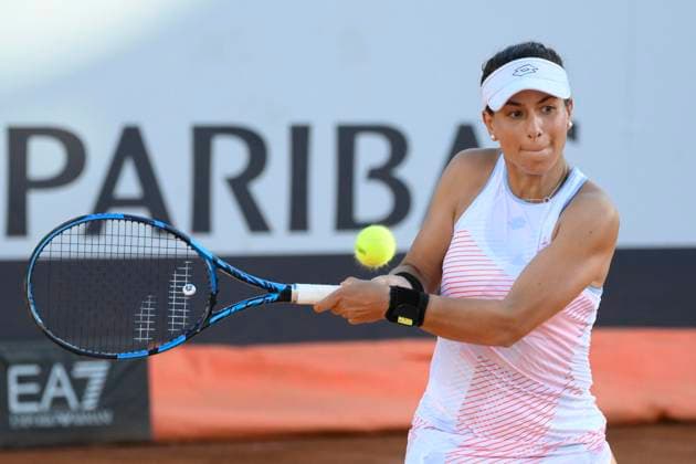 May 7, 2025, Roma: Lucrezia Stefanini of Italy in action during her women s match against Veronika Kudermetova of Russia (not pictured) at the Italian Open tennis tournament at Foro Italico sports complex, in Rome, 07 May 2025. The Italian Open tennis tournament is held between 07 and 18 May 2025. ANSA FABRIZIO CORRADETTI. Italian Open 2025  - ZUMAa110 20250507_zaf_a110_031 Copyright: xFabrizioxCorradettix