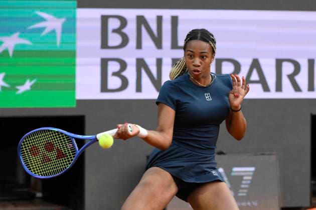 May 7, 2025, Roma: Tyra Caterina Grant of Italy in action during her women s match against Antonia Ruzic of Croatia (not pictured) at the Italian Open tennis tournament at Foro Italico sports complex, in Rome, 07 May 2025. The Italian Open tennis tournament is held between 07 and 18 May 2025. ANSA FABRIZIO CORRADETTI. Italian Open 2025  - ZUMAa110 20250507_zaf_a110_058 Copyright: xFabrizioxCorradettix