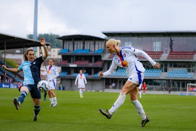 Sofie Svava (23 Olympique Lyonnais) in action during the D1 Arkema game between Olympique Lyonnais and Le Havre Athletic Club at Stade Pierre Rajon in Bourgoin-Jallieu, France. (Pauline FIGUET SPP) Copyright: xPaulinexFIGUETx xSPPx spp-en-PaFiSp-PF_OLHAC3152