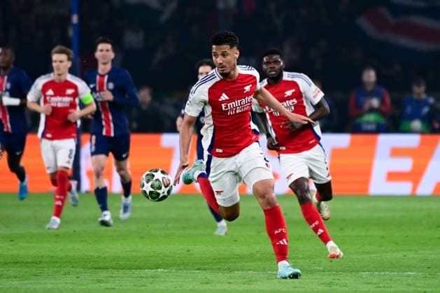 FOOTBALL : PSG vs Arsenal - Ligue des Champions - 07 05 2025 William Saliba ( 2 - Arsenal FC ) during the UEFA Champions League match between Paris Saint Germain and Arsenal FC at Parc Des Princes on May 07 , 2025 in Paris, France. ( Photo by Dante Badano PsnewZ ) - ParisFrance  Copyright: xx