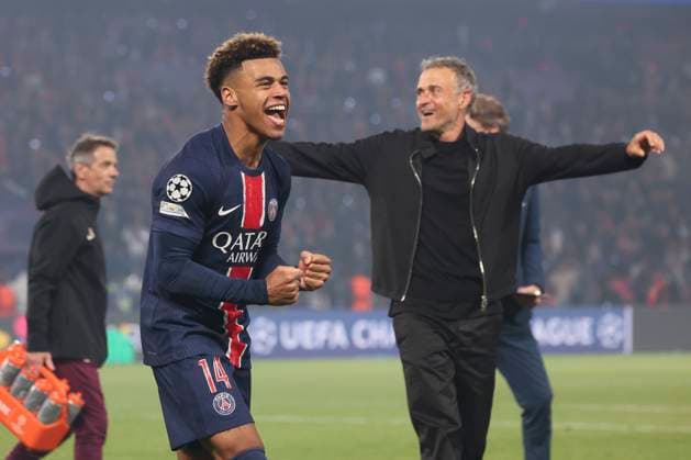 Sport Bilder des Tages FOOTBALL : Paris Saint Germain Vs Arsenal - Ligue des Champions - 07 05 2025 Joie Paris Saint Germain - Desire Doue (PSG) - Luis Enrique (PSG) ParisFrance  Copyright: xMichtofx