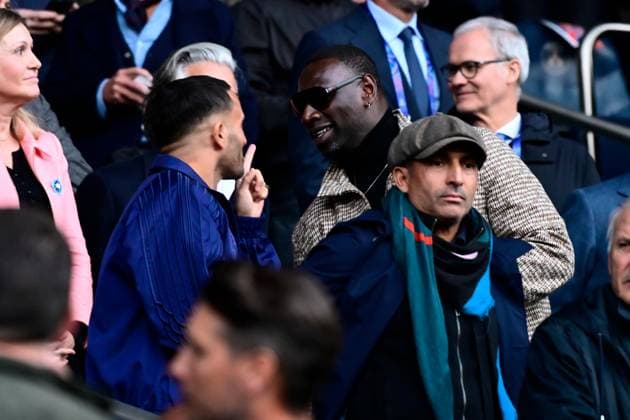 CELEBRITES : PSG vs Arsenal - Ligue des Champions - 07 05 2025 Malik BENTALHA and Omar SY attend the UEFA Champions League match between Paris Saint Germain and Arsenal FC at Parc Des Princes on May 07 , 2025 in Paris, France. ( Photo by Dante Badano PsnewZ ) - ParisFrance  Copyright: xx