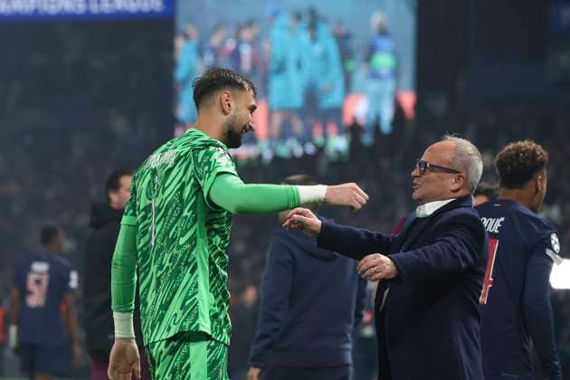 FOOTBALL : Paris Saint Germain Vs Arsenal - Ligue des Champions - 07 05 2025 Gianluigi Donnarumma (PSG) - Luis Campos ParisFrance  Copyright: xMichtofx