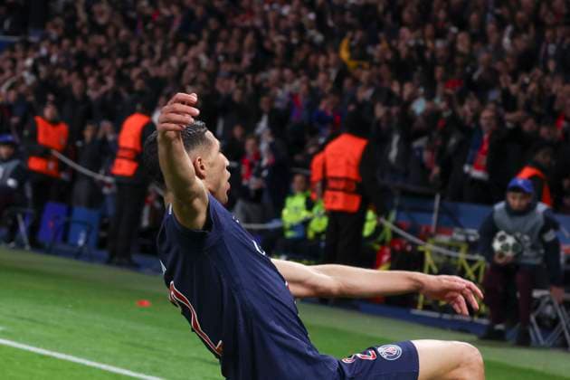FOOTBALL : Paris Saint Germain Vs Arsenal - Ligue des Champions - 07 05 2025 Joie - But de Achraf Hakimi (PSG) ParisFrance  Copyright: xMichtofx