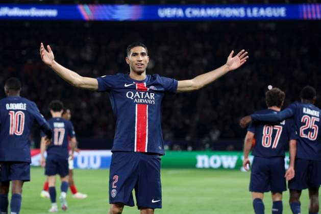 FOOTBALL : Paris Saint Germain Vs Arsenal - Ligue des Champions - 07 05 2025 Joie - But de Achraf Hakimi (PSG) - Ousmane Dembele (PSG) - Joao Neves (PSG) - Nuno Mendes (PSG) - Vitinha (PSG) ParisFrance  Copyright: xMichtofx