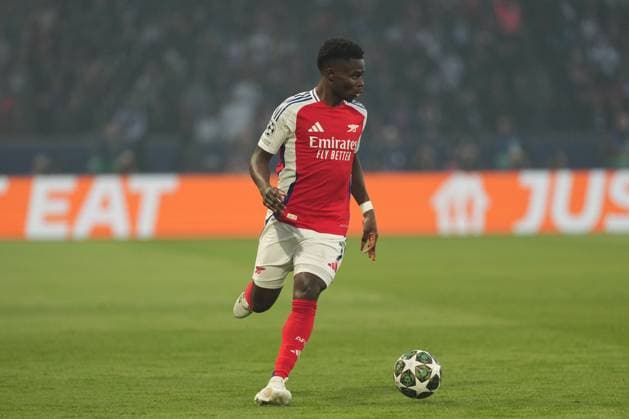 Bukayo Saka of Arsenal Paris Saint-Germain v Arsenal, UEFA Champions League, Semi Final, Second Leg, Football, Parc des Princes, Paris, France - 07 May 2025 EDITORIAL USE ONLY No use with unauthorised audio, video, data, fixture lists, club league logos or live services. Online in-match use limited to 120 images, no video emulation. No use in betting, games or single club league player publications. Copyright: xDavexWinter Shutterstockx 15288067gd