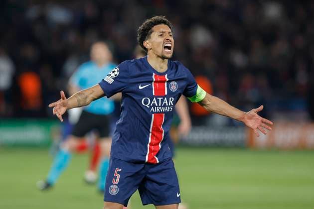 May 7, 2025, Paris, Paris, France: MARQUIHOS of Paris Saint Germain react during the UEFA Champions League semi-final 2nd leg between Paris Saint Germain and Arsenal at the Parc des Princes Stadium - Paris - France Paris France - ZUMAb253 20250507_zsp_b253_042 Copyright: xLoicxBaratouxx