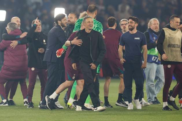 May 7, 2025, Paris, Paris, France: Luis ENRIQUE Head Coach of Paris Saint Germain celebrate victory during the UEFA Champions League semi-final 2nd leg between Paris Saint Germain and Arsenal at the Parc des Princes Stadium - Paris - France Paris France - ZUMAb253 20250507_zsp_b253_057 Copyright: xLoicxBaratouxx