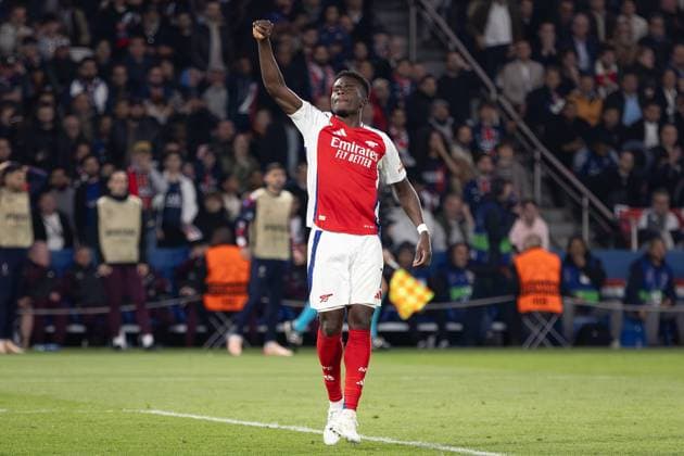 Paris Saint-Germain v Arsenal GOAL 2-1 Bukayo Saka (7) of Arsenal scores and celebrates during the Paris Saint-Germain v Arsenal UEFA Champions League Semi-final 2nd leg at the Parc de Princes, Paris, France on 7 May 2025 Credit: Ian Stephen Every Second Media Editorial use only. All images are copyright Every Second Media Limited. No images may be reproduced without prior permission. Copyright: xIMAGO EveryxSecondxMediax ESM-1469-0052 IanxStephenx xEveryxSecondxMediax