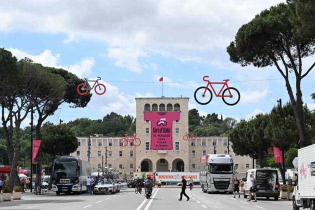 Cycling, Giro d Italia, preparations for the start in Tirana, Albania