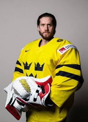 250508 Goaltender Jacob Markström of Sweden poses for a portrait ahead of the 2025 IIHF Ice Hockey World Championship on May 8, 2025 in Stockholm Editors note Background has been retouched Photo Joel Marklund BILDBYRAN kod JM JM0670 bbeng ishockey ice hockey ishockey vm 2025 vm 2025 iihf world championship porträtt sverige sweden  Copyright: JOELxMARKLUND BB250508JM001