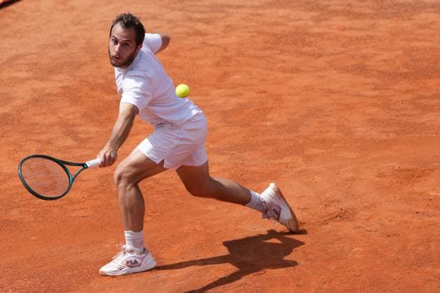 Sport Bilder des Tages Hugo Gaston of France during the match against Nicolas Jarry of Chile at the Internazionali BNL d Italia 2025 tennis tournament at Foro Italico in Rome, Italy on 5 8, 2025. AntoniettaxBaldassarre
