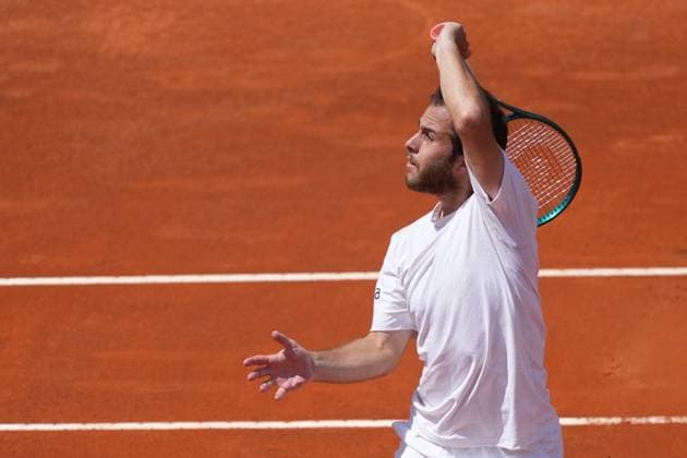 Hugo Gaston of France during the match against Nicolas Jarry of Chile at the Internazionali BNL d Italia 2025 tennis tournament at Foro Italico in Rome, Italy on 5 8, 2025. AntoniettaxBaldassarre