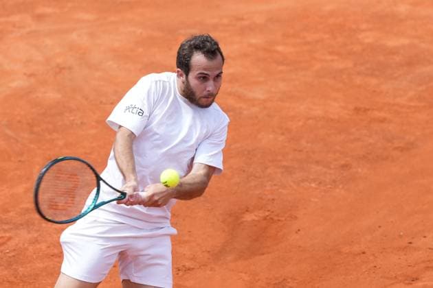 Hugo Gaston of France during the match against Nicolas Jarry of Chile at the Internazionali BNL d Italia 2025 tennis tournament at Foro Italico in Rome, Italy on 5 8, 2025. AntoniettaxBaldassarre