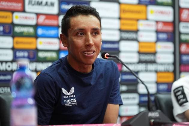 Bernal Gomez Egan Arley of Ineos Grenadiers during the top riders press conference, PK, Pressekonferenz ahead of the Giro d’Italia cycling race in Tirana. The race starts on Friday, May 9, with the first stage over 160 km, from Durazzo (Durres) to Tirana (Tirane), Albania - Thursday, May 8, 2025. - cycling.  Copyright: xMassimoxPaolone LaPressex