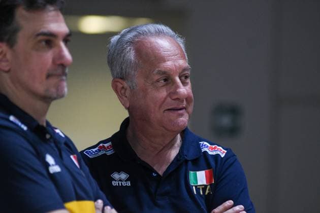 Julio Velasco, coach of Italy national volleyball team during BPER Test match, Italy-Germany volleyball national team, Nationalteam at PalaIgor Gorgonzola in Novara  Copyright: xAndreaxAmato IPAxSportx xipa-agency.netx xx IPA_57415639 IPA_Agency_IPA57415639