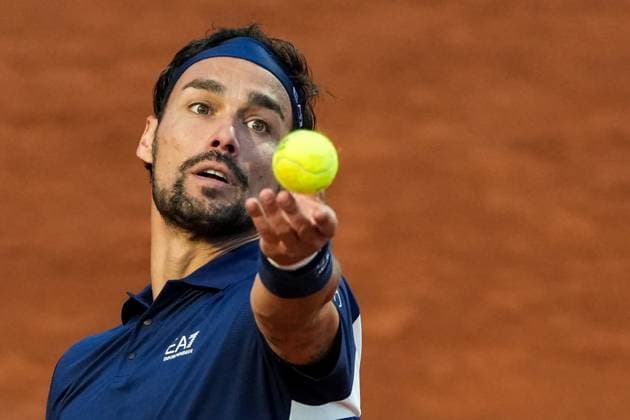 Fabio Fognini of Italy during the match against Jacob Fearnley of Great Britain at the Internazionali BNL d Italia 2025 tennis tournament at Foro Italico in Rome, Italy on may 8, 2025. AntoniettaxBaldassarre