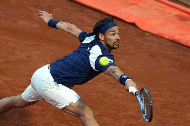 Fabio Fognini of Italy during the match against Jacob Fearnley of Great Britain at the Internazionali BNL d Italia 2025 tennis tournament at Foro Italico in Rome, Italy on may 8, 2025. AntoniettaxBaldassarre