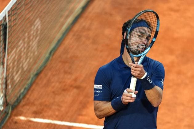 Dejection of Fabio Fognini of Italy during the match against Jacob Fearnley of Great Britain at the Internazionali BNL d Italia 2025 tennis tournament at Foro Italico in Rome, Italy on may 8, 2025. AntoniettaxBaldassarre