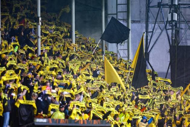 UEFA Europa leauge 2024 2025 Bodo Glimt Tottenham Bodo 20250508 Bodo Glimt supporters for the semi-final between Bodo Glimt and Tottenham at Aspmyra Stadium on Thursday Photo Mats Torbergsen NTB Bodo Norge EDITORIAL USE ONLY RESTRICTED USE FOR BETTING COMPANIES  Copyright: xMatsxTorbergsenx xNTBx
