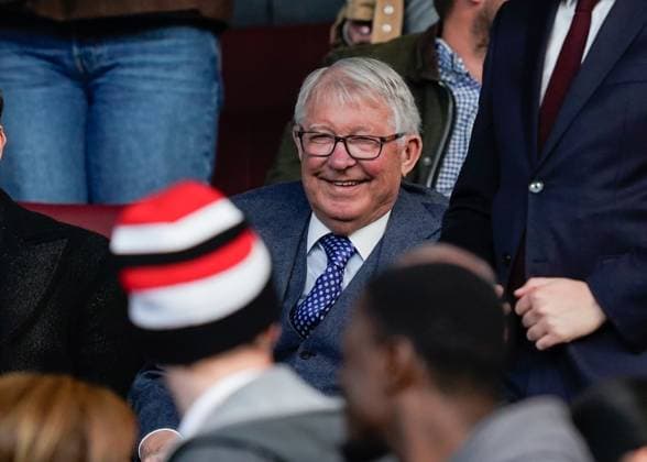 Manchester, England, 8th May 2025. Sir Alex Ferguson in the stands ahead of the Manchester United, ManU vs Athletic Bilbao UEFA Europa League Semi Final, 2nd Leg match at Old Trafford, Manchester. Picture credit should read: Andrew Yates Sportimage EDITORIAL USE ONLY. No use with unauthorised audio, video, data, fixture lists, club league logos or live services. Online in-match use limited to 120 images, no video emulation. No use in betting, games or single club league player publications. SPI_023_AY_MANCHESTER_UNITED_V_ATHLETIC_BILBAO SPI-3917-0023