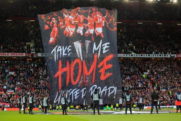 Manchester United, ManU v Athletic Bilbao Europa League 08 05 2025. Semi Final United tifo display ahead of the Europa League semi-final match between Manchester United and Athletic Bilbao at Old Trafford, Manchester, England on 8 May 2025. Manchester Old Trafford Greater Manchester England Editorial use only , Copyright: xConorxMolloyx PSI-22048-0037
