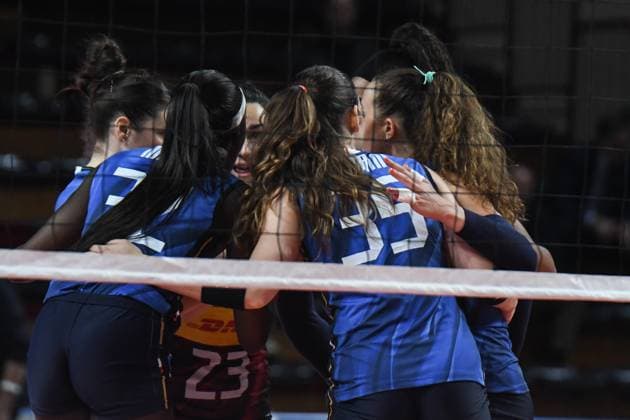 Italian national volleyball team celebrates scoring team s during BPER Test match, Italy-Germany volleyball national team, Nationalteam at PalaIgor Gorgonzola in Novara  Copyright: xAndreaxAmato IPAxSportx xipa-agency.netx xx IPA_57418543 IPA_Agency_IPA57418543
