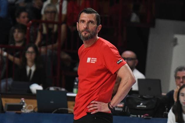 Giulio Cesare Bregoli coach of German national volleyball team during BPER Test match, Italy-Germany volleyball national team, Nationalteam at PalaIgor Gorgonzola in Novara  Copyright: xAndreaxAmato IPAxSportx xipa-agency.netx xx IPA_57418544 IPA_Agency_IPA57418544