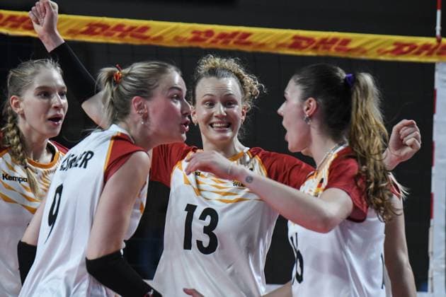 German national volleyball team celebrates scoring team s during BPER Test match, Italy-Germany volleyball national team, Nationalteam at PalaIgor Gorgonzola in Novara  Copyright: xAndreaxAmato IPAxSportx xipa-agency.netx xx IPA_57418694 IPA_Agency_IPA57418694