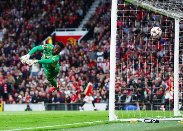 Manchester United, ManU goalkeeper Andre Onana fails to stop the opening goal scored by Mikel Jauregizar of Athletic Bilbao 0-1 Manchester United v Athletic Bilbao, UEFA Europa League, Semi Final, Second Leg, Football, Old Trafford, Manchester, UK - 08 May 2025 EDITORIAL USE ONLY No use with unauthorised audio, video, data, fixture lists, club league logos or live services. Online in-match use limited to 120 images, no video emulation. No use in betting, games or single club league player publications.  Copyright: xMattxWest Shutterstockx 15288260w
