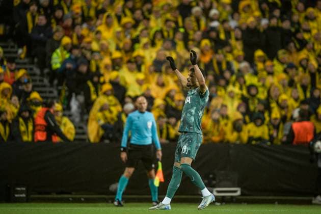 UEFA Europa leauge 2024 2025 Bodo Glimt Tottenham Bodo 20250508 Tottenhams Dominic Solanke cheers for the goal during the UEFA Europa League between Bodo Glimt and Tottenham at Aspmyra Stadium Photo Stian Lysberg Solum NTB Bodo Norge EDITORIAL USE ONLY RESTRICTED USE FOR BETTING COMPANIES  Copyright: xStianxLysbergxSolumx xNTBx