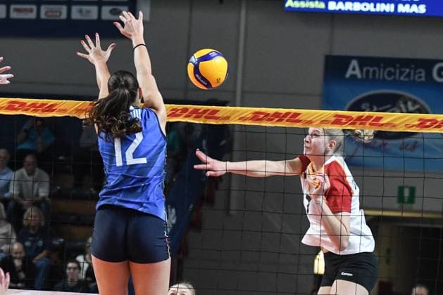 7 Maria Tabacuks of German national team, Nationalteam in action during BPER Test match, Italy-Germany volleyball national team at PalaIgor Gorgonzola in Novara  Copyright: xAndreaxAmato IPAxSportx xipa-agency.netx xx IPA_57421324 IPA_Agency_IPA57421324
