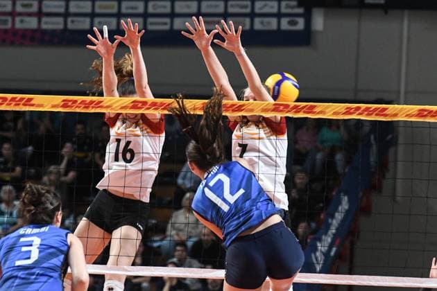 12 Giorgia Frosini of Italian national team, Nationalteam in action during BPER Test match, Italy-Germany volleyball national team at PalaIgor Gorgonzola in Novara  Copyright: xAndreaxAmato IPAxSportx xipa-agency.netx xx IPA_57421332 IPA_Agency_IPA57421332