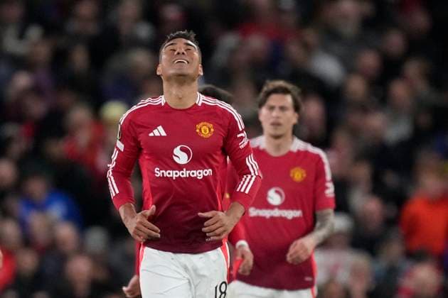 Manchester United, ManU v Athletic Club - UEFA Europa League 2024 25 Semi Final Second Leg Casemiro defensive midfield of Manchester United and Brazil celebrates after scoring his sides first goal during the UEFA Europa League 2024 25 Semi Final Second Leg match between Manchester United and Athletic Club at Old Trafford on May 8, 2025 in Manchester, United Kingdom. Manchester England United Kingdom  Copyright: xJosexBretonx originalFilename:bretonhernandez-manchest250508_npHNO.jpg