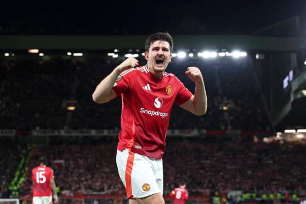 Manchester United, ManU FC v Athletic Club Bilbao Manchester United defender Harry Maguire (5) celebrates goal scored by Manchester United midfielder Mason Mount (7) 1-1 during the Manchester United FC v Athletic Club Bilbao UEFA Europa League Semi-Final 2nd leg match at Old Trafford, Manchester, England, United Kingdom on 8 May 2025 Credit: Phil Duncan Every Second Media Editorial use only. All images are copyright Every Second Media Limited. No images may be reproduced without prior permission. Copyright: xIMAGO EveryxSecondxMediax ESM-1472-0051 PhilxDuncanx xEveryxSecondxMediax