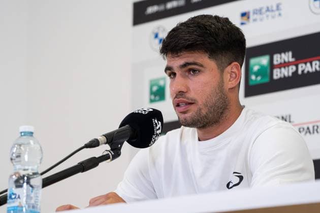 TENNIS : Open de Rome - 08 05 2025 Carlos Alcaraz during his press conference, PK, Pressekonferenz in Roma.  Copyright: xTristanxLapierrex