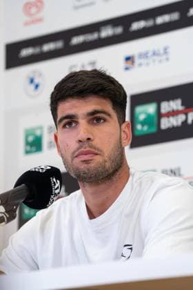 TENNIS : Open de Rome - 08 05 2025 Carlos Alcaraz during his press conference, PK, Pressekonferenz in Roma.  Copyright: xTristanxLapierrex