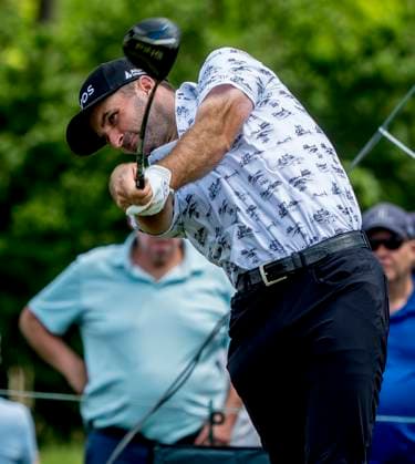 May 8, 2025, Philadelphia, Pa, USA: Denny McCarthy tees off during the Truist Championship at The Philadelphia Cricket Club on the Wissihickon Course in Flourtown, Pennsylvania on May 8, 2025. Cal Media Philadelphia USA - ZUMAcs17 20250508_faf_cs17_043 Copyright: xScottxSeriox