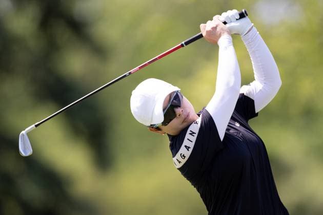 May 8, 2025, Jersey City, New Jersey, New Jersey, United States of America: EUN-HEE JI of South Korea plays a shot during the first round of the Mizuho Americas Open 2025 at Liberty National Golf Club on May 08, 2025 in Jersey City, New Jersey. Jersey City, New Jersey United States of America - ZUMAb273 20250508_zsp_b273_007 Copyright: xJordanxBankx