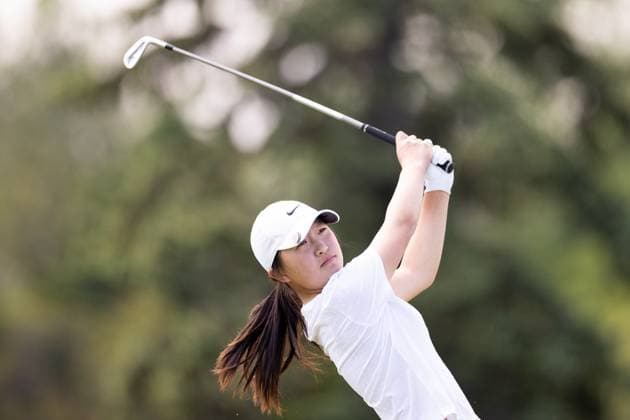 May 8, 2025, Jersey City, New Jersey, New Jersey, United States of America: ANNA FANG of the United States plays a shot during the first round of the Mizuho Americas Open 2025 at Liberty National Golf Club on May 08, 2025 in Jersey City, New Jersey. Jersey City, New Jersey United States of America - ZUMAb273 20250508_zsp_b273_001 Copyright: xJordanxBankx