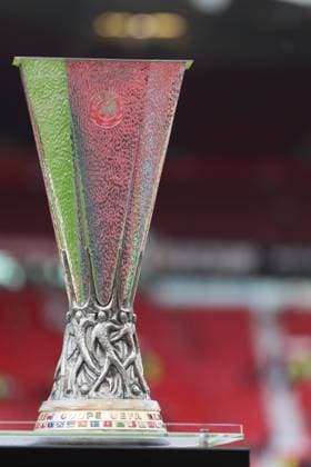 Football - 2024 2025 UEFA Europa League - Semi-Finals - Second Leg - Manchester United, ManU vs Athletic Club, Bilbao - Old Trafford - Thursday 8th May 2025 A general view of the UEFA Europa League trophy 