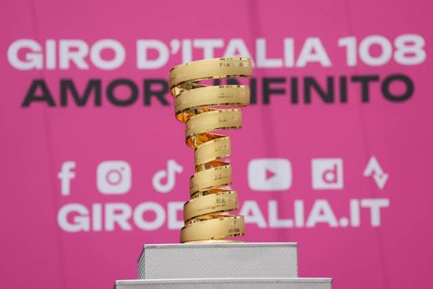 The trophy during the stage 1 of the Giro d™Italia from Durazzo (Durres) to Tirana (Tirane), Albania- Friday, May 9, 2025. - cycling  Copyright: xGianmattiaxD Alberto LaPressex