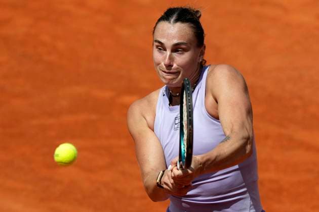 Aryna Sabalenka of Belarus during the match against Anastasia Popatova of Russia at the Internazionali BNL d Italia 2025 tennis tournament at Foro Italico in Rome, Italy on May 9, 2025. Aryna Sabalenka won 6-2, 6-2 AntoniettaxBaldassarre