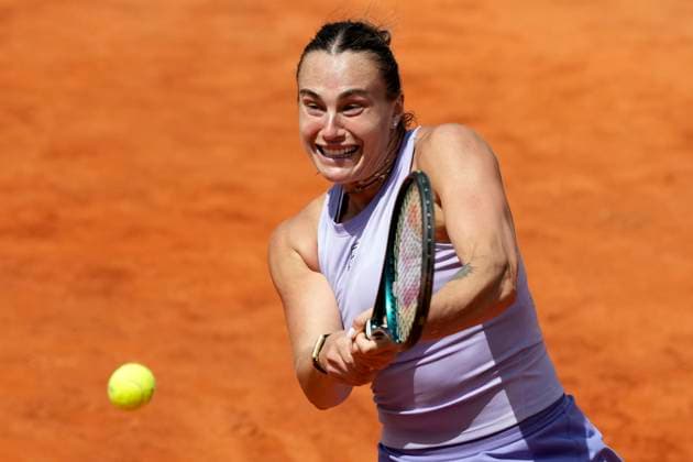 Aryna Sabalenka of Belarus during the match against Anastasia Popatova of Russia at the Internazionali BNL d Italia 2025 tennis tournament at Foro Italico in Rome, Italy on May 9, 2025. Aryna Sabalenka won 6-2, 6-2 AntoniettaxBaldassarre