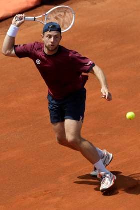 Tallon Griekspoor of The Netherlands during the match against Arthur Fils of France at the Internazionali BNL d Italia 2025 tennis tournament at Foro Italico in Rome, Italy on May 9, 2025. Arthur Fils won 6-2, 6-2. AntoniettaxBaldassarre
