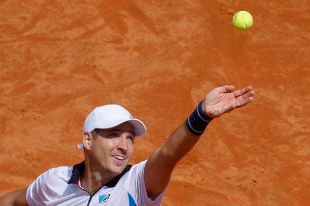 May 9, 2025, Rome, ITALY: Dusan Lajovic of Serbia during his men™s singles second round match against Carlos Alcaraz of Spain (not pictured) at the Italian Open tennis tournament in Rome, Italy, 09 May 2025. ANSA FABIO FRUSTACI. Italian Open Tennis Tournament  - ZUMAa110 20250509_zaf_a110_018 Copyright: xFabioxFrustacix