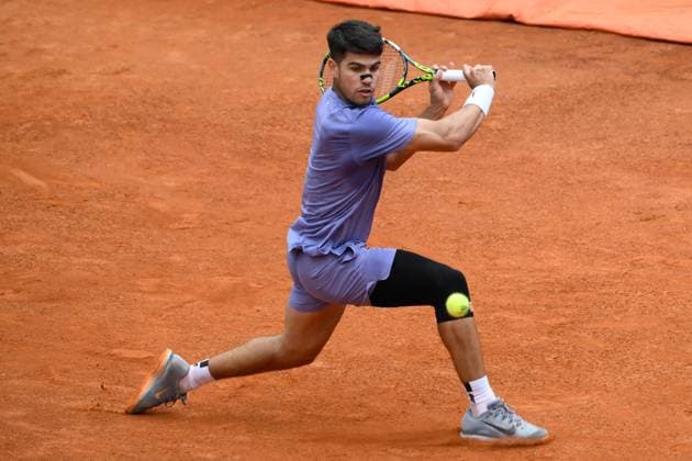 TENNIS - Internazionali di Tennis - Internazionali BNL d Italia Carlos Alcaraz (ESP) during the second round against Dusan Lajovic (SRB) of the ATP, Tennis Herren Master 1000 Internazionali BNL d Italia tournament at Foro Italico on May 09, 2025 Fabrizio Corradetti LiveMedia Rome Italy  Copyright: xIPAxSport ABACAx