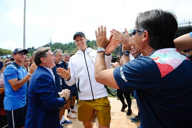 Foto IPP Cavaliere Emiliano. Roma 09 05 2025. Tennis Internazionali d Italia 2025. Nella foto: Jannik Sinner arriva al Kids Village. Italy Photo Press - World Copyright italy ITALY  Copyright: xR4924_italyphotopressx
