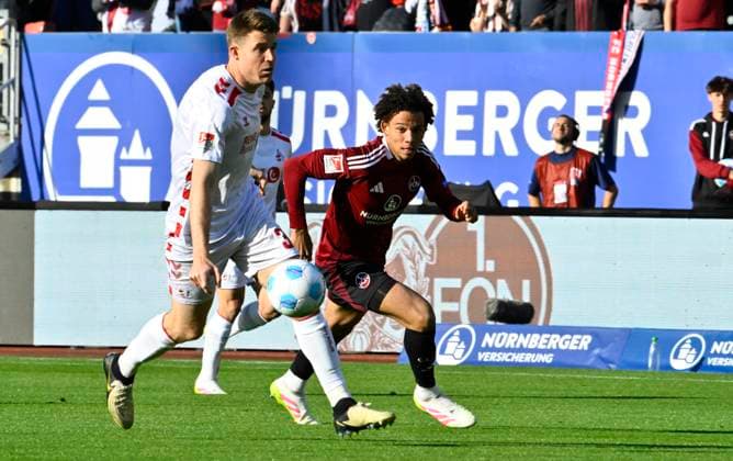 09 05 2025 Soccer Season 2024 2025 2 Soccer Bundesliga 33 Matchday 1 FC Nürnberg FCN Club 1 FC Köln Sportfoto Zink xwoxzix DFL regulations prohibit any use of photographs as image sequences and or quasi video only for editorial use Dominique Heintz 3, FC Köln Janis Antiste 28, 1 FC Nürnberg FCN